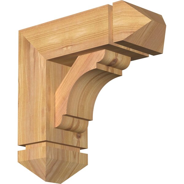 Ekena Millwork Olympic Arts and Crafts Smooth Bracket w/ Offset Brace, Western Red Cedar, 5 1/2"W x 14"D x 14"H BKT0604X14X14OLY03SWR - main